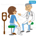 A woman who has an orthopedics doctor examine a right foot bone fracture.