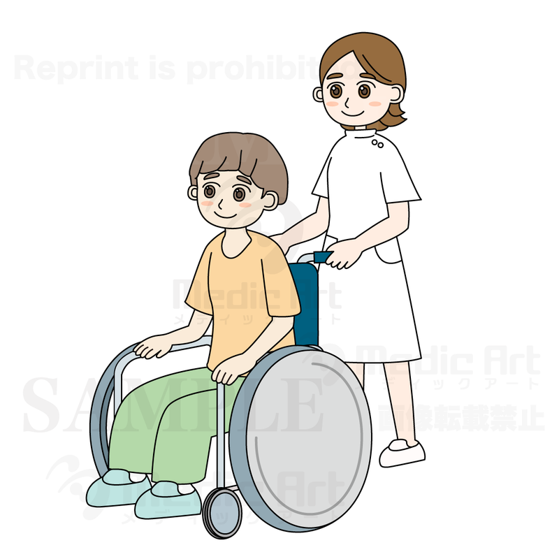 A patient in wheelchair-mobile and a nurse 