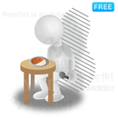 3D white human being who don't feel like eating. 