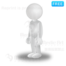 呆然と立ち尽くす3D白人間