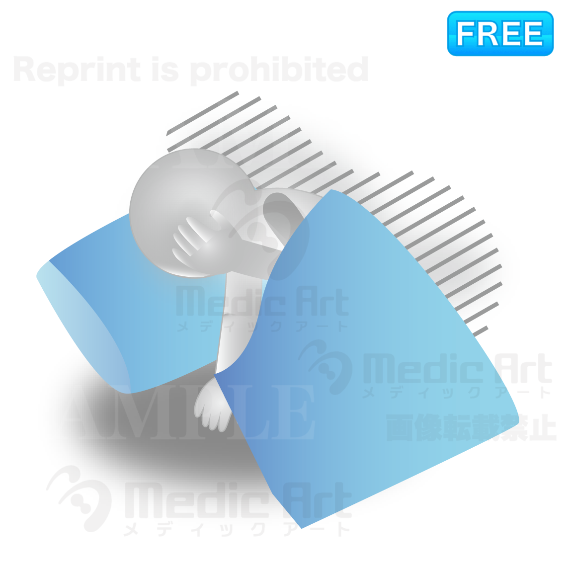 悪夢にうなされている3D白人間