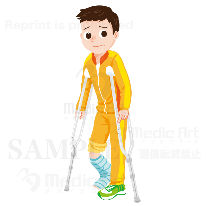 A right leg broken by playing soccer(Sports:succer5)− “boo