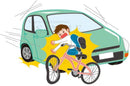 Traffic accident of a child riding a bicycle