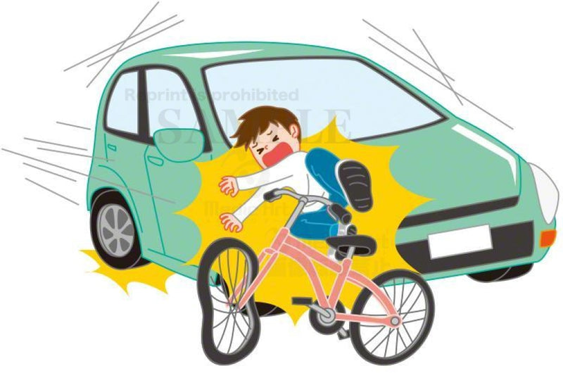 Traffic accident of a child riding a bicycle