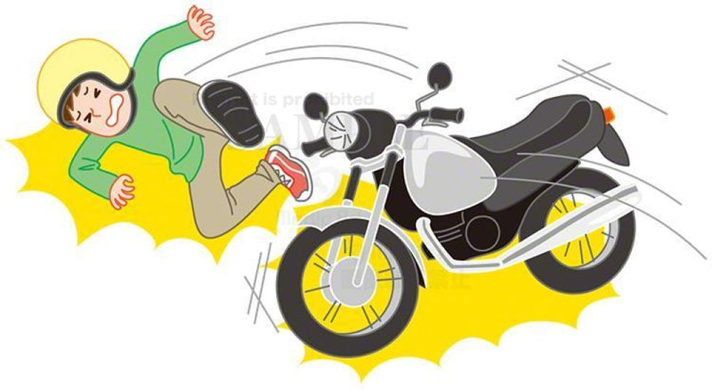 Falling accident of a young man riding a motor bicycle