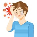 The young man who are struggling with terrible headache(Accidental occurrence headahe)