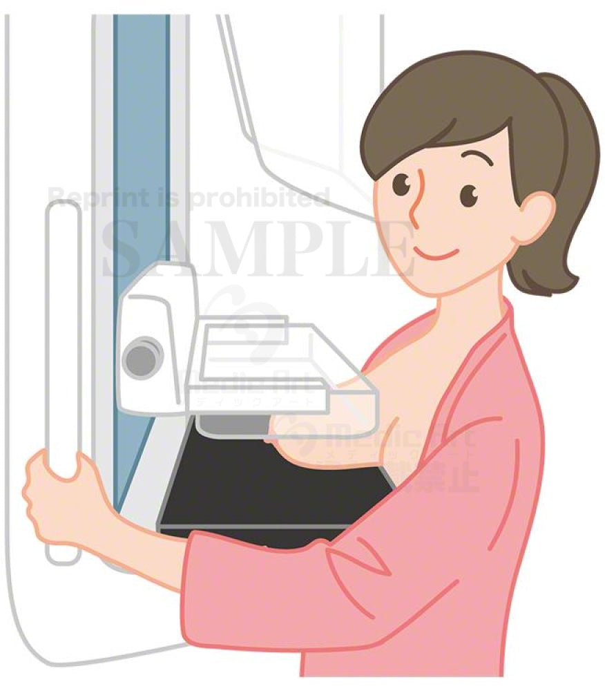 乳がん検診でマンモグラフィーを受けている女性