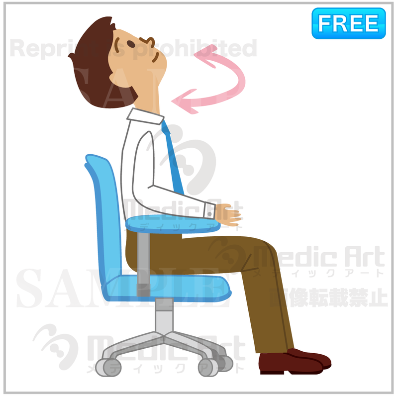 Easy exercise at your office/(1)F(stretch in your chair:turning the neck right and left)