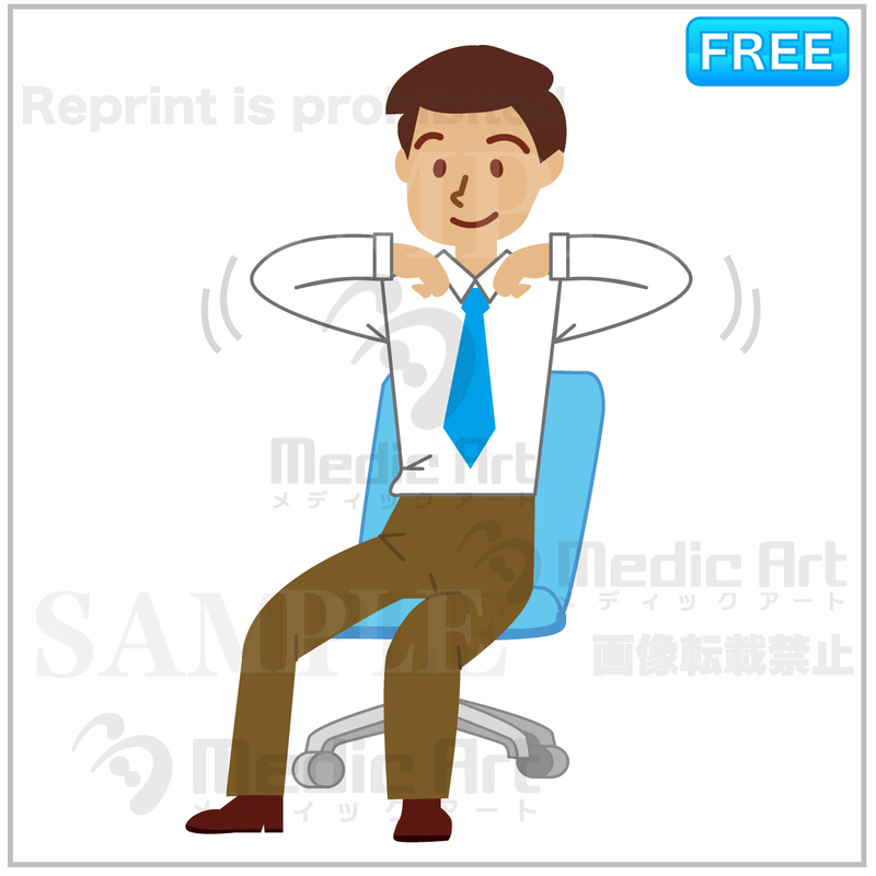 Easy exercise at your office(4)F(stretch in your chair:rotate a shoulder)