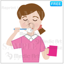 歯磨き中の女性