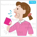 うがいをしている女性