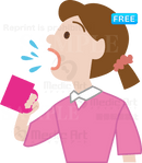 うがいをしている女性