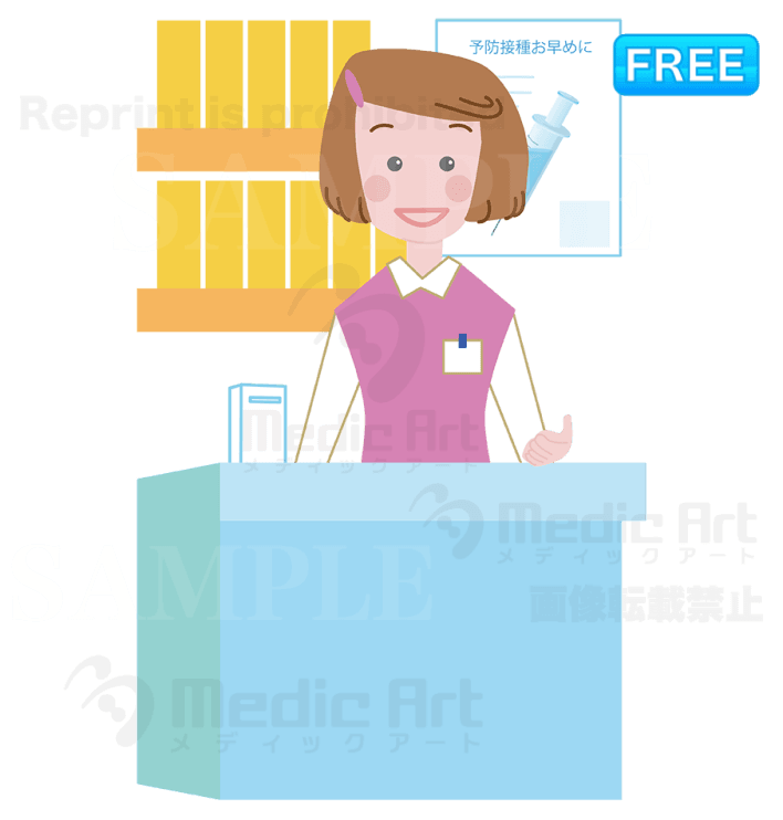 患者さんを笑顔で出迎える受付スタッフ