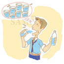 A thirsting man who are drinking lots of water 