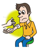 予防接種を受けている男性