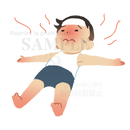 Boy who has fallen due to heat stroke