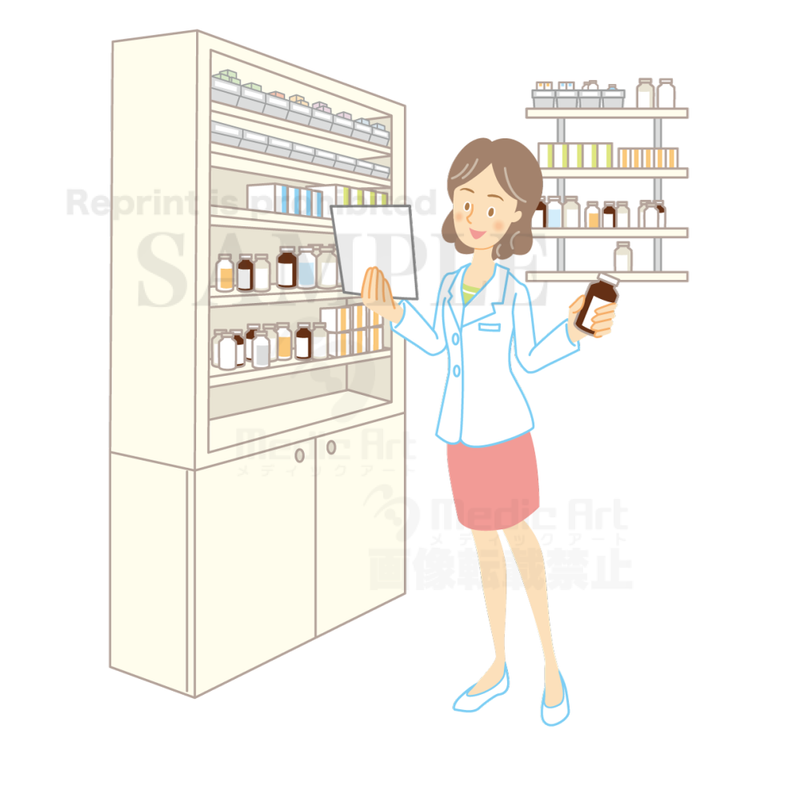 A pharmacist prescribe medicines as checking a prescription.