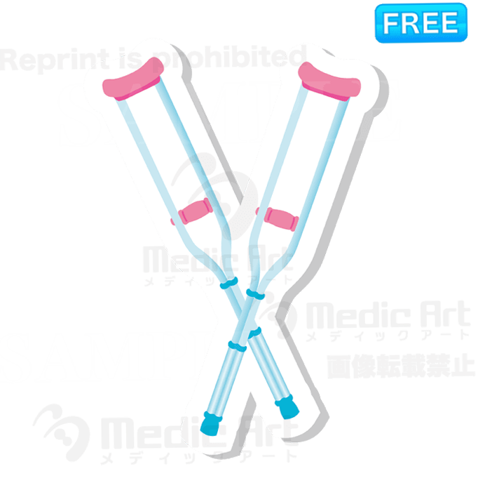 アルミ製の松葉杖のボタンアイコン