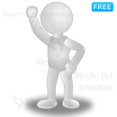 3D white human being who is raising his arm in triumph【F：Guts pose