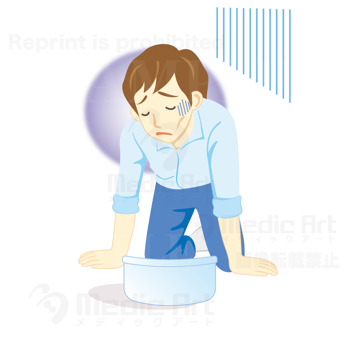 嘔吐（おうと）をしている男性