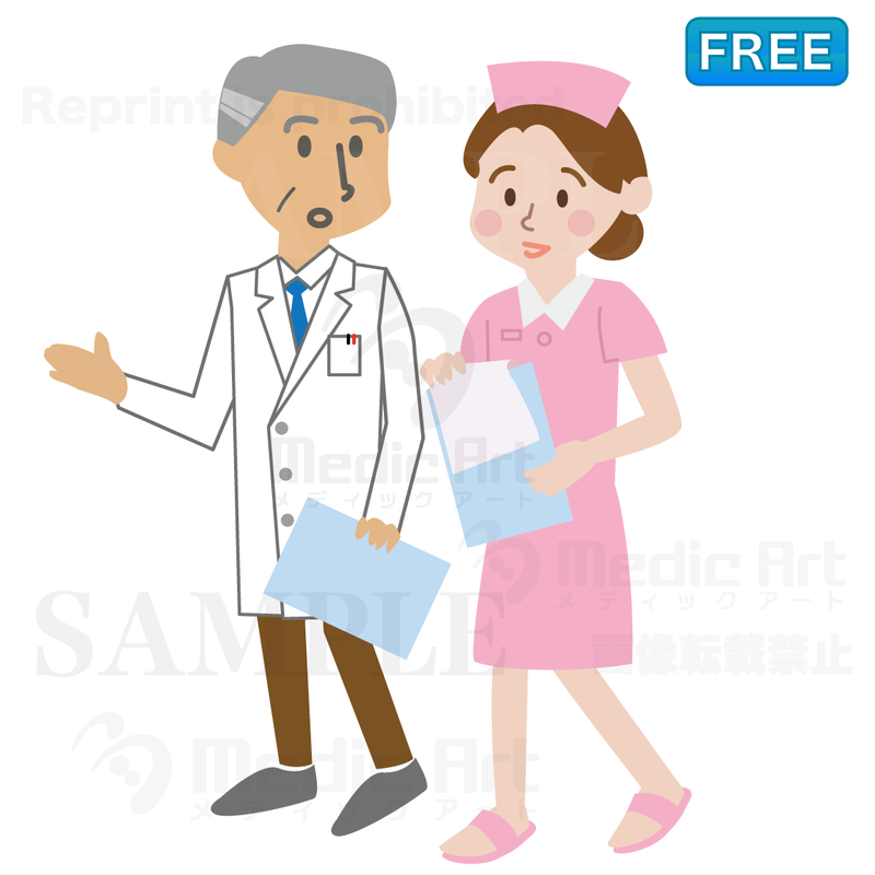 A doctor and a nurse are walking together/F1
