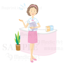 患者さんを案内する受付スタッフ