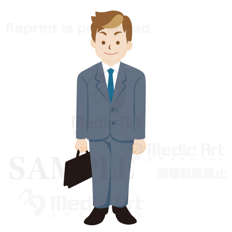 A salaried worker who are standing with correcting his posture