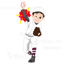 A young man having his right arm in a pain because of baseball